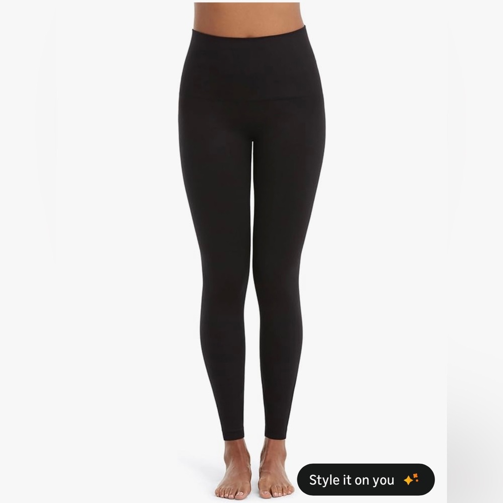 SPANX Look at me Now Seamless Leggings Navy Blue 1X ribbed high waist Athletic